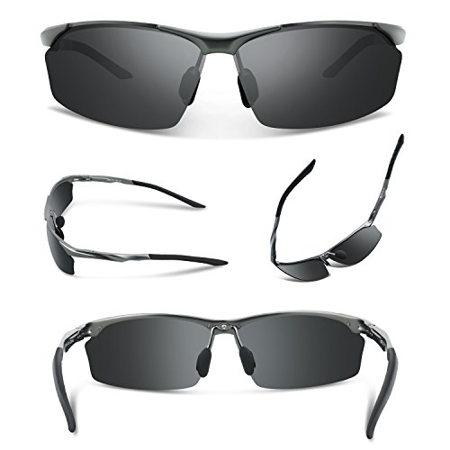 [- Torege Polarized Sports Sunglasses For Men Women Cycling Running Fishing Golf TR90 Unbreakable A