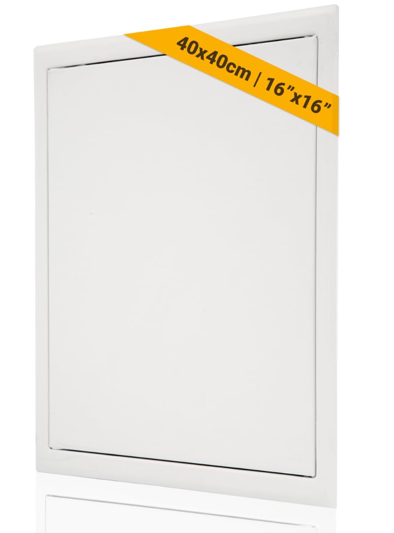 Proxinova Access Panel 400x400 mm - Steel Access Panel push Lock for Wall, Ceiling, Bath Panel, Outdoor and Indoor Inspection Hatch, Fuse Box Cover, Wires, Meters - Fits Flush to Surfaces