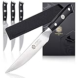Kessaku Steak Knife 4 Pack Set - Dynasty Series - German HC Steel, G10 Full Tang Handle, 4.5-Inch