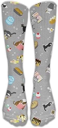 Cats Baking Cakes On Grey Compression Socks Football Socks Sports Stockings Long Socks