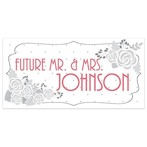 Black and White Roses Engagement Banner Personalized Party Backdrop
