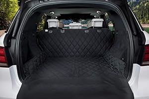 Image of BarksBar Luxury Pet Cargo Cover & Liner For Dogs - 80 x 52 Black, Quilted Waterproof Machine Washable & Nonslip Backing With Bumper Flap Protection- For Cars, Trucks & SUVs