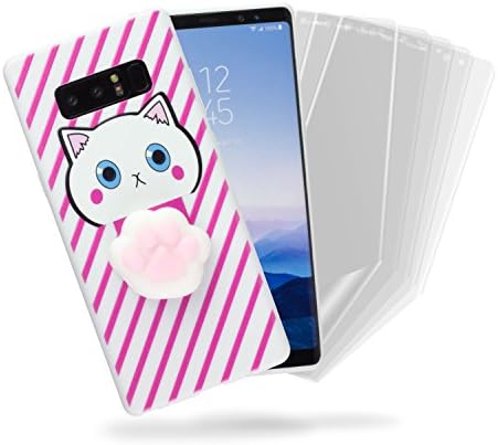 3D Squishy Pink &amp; White Soft Silicone Cute Cat Paw Jumbo Fidget Toy TPU Full Body Protective Case for Samsung Galaxy Note 8 (Bonus 5 pack Clear Anti-Scratch TPU Film Screen Protectors) by SkylerShield