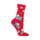 Socksmith Women's Socks Floral Skull Crew Red 1pair