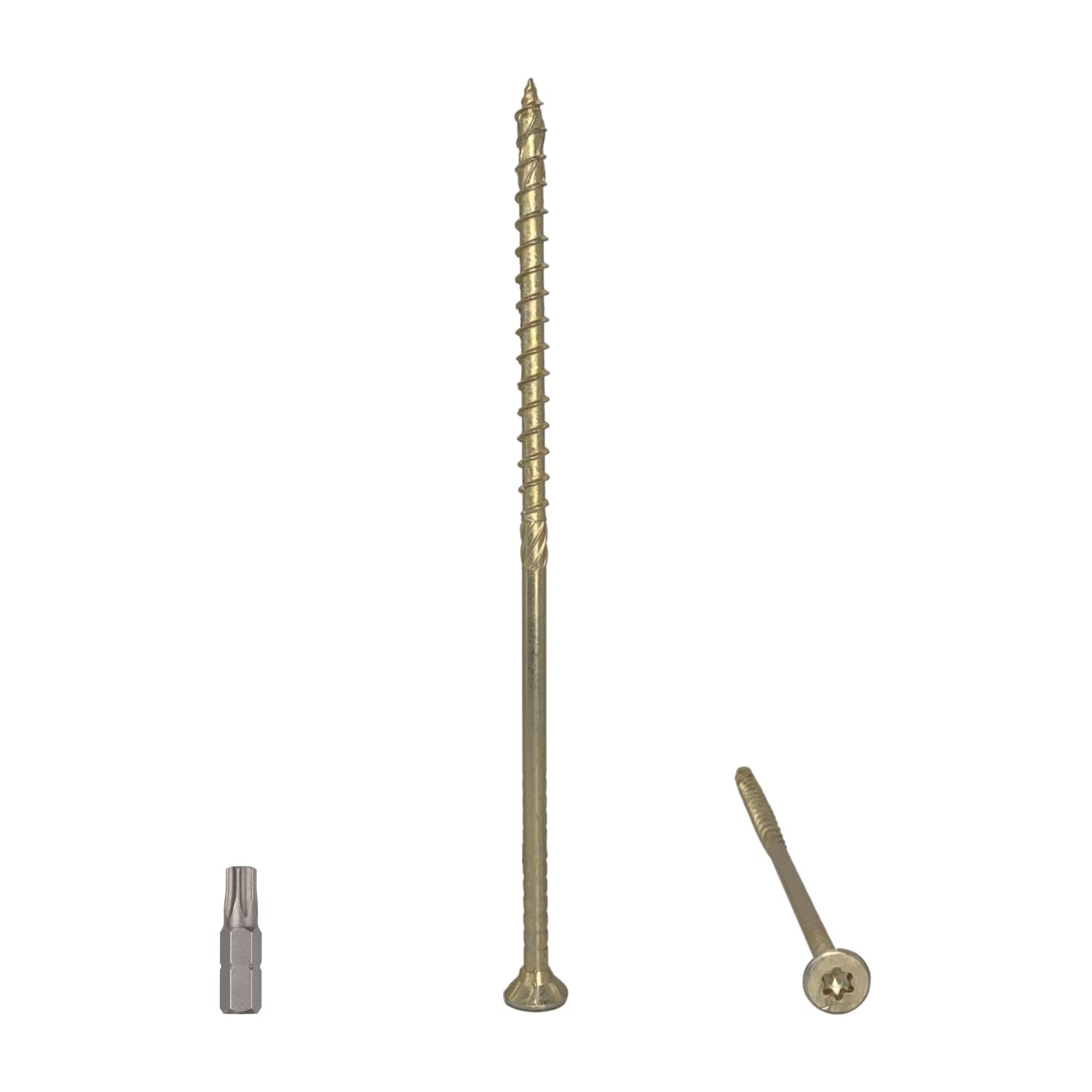 (Pack of 8 pcs) Universal Yellow Zinc Plated Steel 6.0 x 160 mm Wood Screws, Torx Head, Countersunk Head, Chipboard Screws (8, 6.0 x 160 mm)