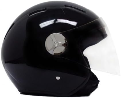 MMG Motorcycle Scooter Pilot Open Face Helmet Flip-Up Visor DOT (Model 28) - Shiny Black