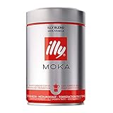 Illy MOKA stovetop, medium grind, ground espresso coffee, six 8.8oz cans.