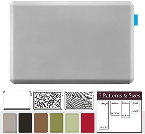 NUVA Premium Standing Floor Mat 36 x 24 in, NO PVC！！！ 100% PU Comfort Ergonomic Material, 4 Non-slip PU Elastomer Strips on Bottom (Putty Gray, Clean Pattern)