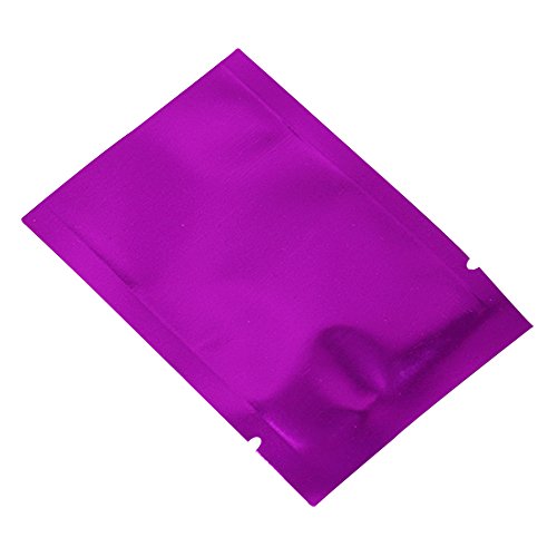 100 Pcs Multi Colors-Sizes 3.1mil Mylar Aluminum Foil Vacuum/Heat Sealable Bags with Notch Sample Packet Heat Seal Mylar Food Storage Jerky Pouch (2.4"x3.5" (1.97”x3.35” inner size), Purple) - Thumbnail 2