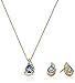 Amazon Collection Yellow Gold Plated Sterling Silver Pear Shape Gemstone and Created White Sapphire Earrings and Pendant Necklace Jewelry Set