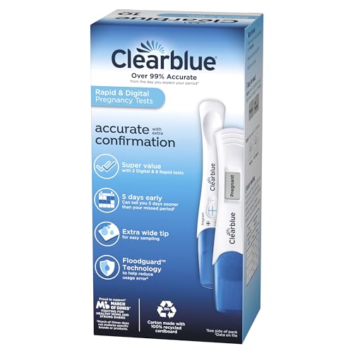CLEARBLUE PREGNANCY TEST COMBO PACK, 10CT – DIGITAL WITH SMART COUNTDOWN & RAPID DETECTION – SUPER VALUE