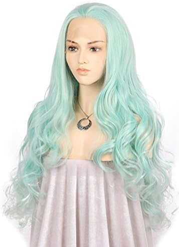 TANYAWIGS Blue Synthetic Lace Front Wig Big Loose Wave Mermaid Green Gorgerous Thick Glueless Wig For Women Hair Replacement Fashion Looking Wig