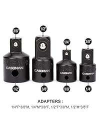 Casoman Juego completo de 7 piezas de juntas y adaptadores universales de impacto para conversiones de controladores de impacto y accesos difíciles de alcanzar, 1 4 pulgadas, 3 8 pulgadas y 1 2 pulgadas, Cr V.