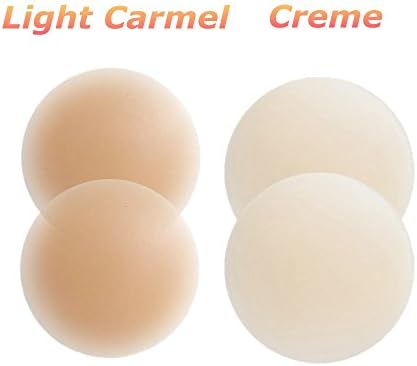 Nipplecovers Silicone Hypoallergenic Nippleless Cover Breast Pasties Adhesive Petals (1-Pair Creme + 1-Pair Light Carmel)