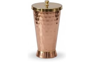 P-TAL Copper Mint Julep Cup With Lid, Water Tumbler, Drinkware, made of Pure Copper, Ayurvedic Health Benefits, Break Resista