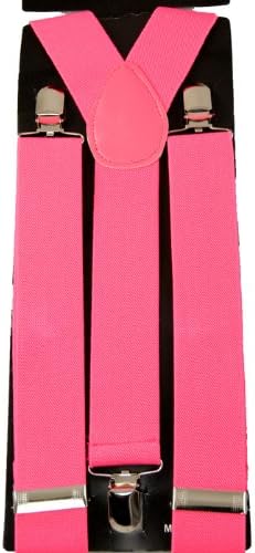 Men's Unisex Clip-on Braces Elastic "L-pink" Suspender