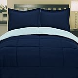 Sweet Home Collection White Goose Down Alternative Comforter, King, Navy/Aqua