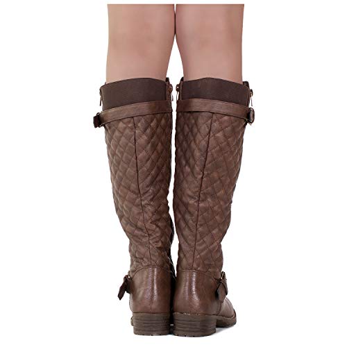 RF ROOM OF FASHION Lady's Regular Calf Knee High Riding Boots Brown Size.7