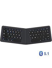 iClever teclado inalámbrico plegable diseñado para escribir mejor. Teclado Bluetooth ultradelgado recargable para tablets y smartphones Windows, iOS, Mac y Android, gris (no necesariamente español)