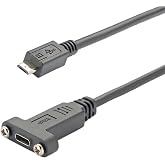 GXMRHWY Micro B to USB 3.1 Type C Female Panel Mount Screw Locking Cable 30cm