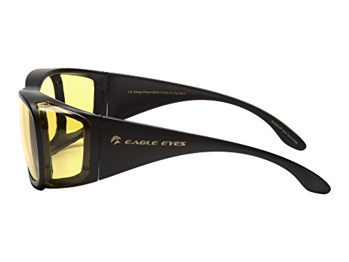 Eagle Eyes NIGHT-LITE FitOns Night Driving Glasses with Anti Reflective Coating - Black