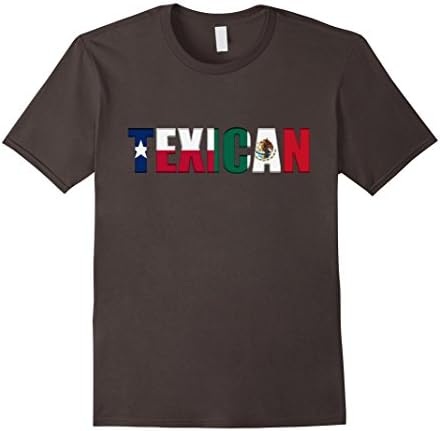 Mens Texican Flag Texas and Mexico Flag Letters T-Shirt Medium Asphalt