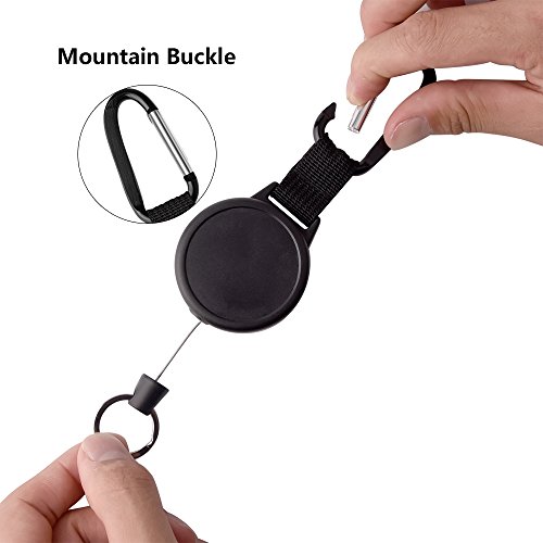 Kuuqa Schlüsselanhänger Ausziehbar Heavy Duty Retractable Schlüsselrolle Schlüsselkette Ausweis JoJo mit 100cm Stahldrahtseil, Schwarz – Bild 5