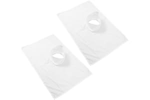 HEALEEP 2pcs White Cotton Massage Table Face Hole Cover Sheets for Spa Facial Bed, Breathable Reusable