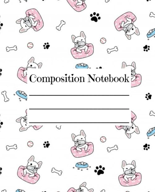 Composition Notebook: Primary Journal,Wide Ruled,For Kids, Writing At School,7.5x9.25,100 Pages (Cute Dog Notebook)