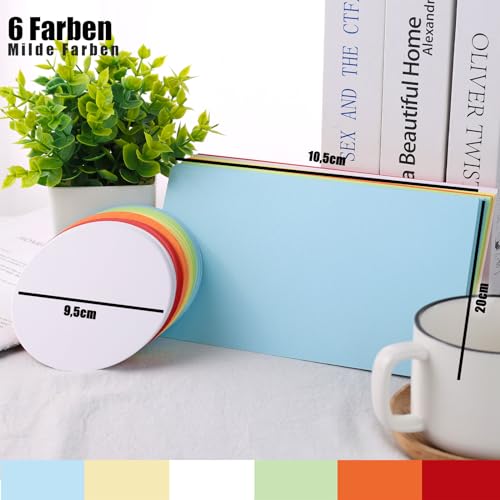 KOOGEL lernkarten 300 Stück Moderationskarten, 6 Farben Metaplankarten Rund und Rechteckig Bunt Moderationskarten Set für Büro Schule Präsentation Vortrag