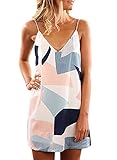 Hount Women's Casual V Neck Short Sleeveless Floral Mini Dress Swing Dress Chiffon (Small, Multicolor)