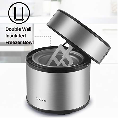 Flexzion Ice Cream Maker Frozen Yogurt Sorbet Gelato Maker Machine with Digital Timer