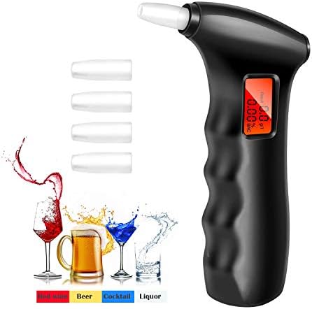 POMILE Breathalyzer- Professional Breath Alcohol Tester High Accuracy - Portable Breathalyzer Digital Alcohol Detector for Personal Use (with 5 Mouthpieces) (Red Breathalyzer)