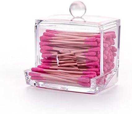 Clear Acrylic organizer, Cotton Swabs holder, Single compartment, Swab Storage Case for Cotton Swabs, Make up Pads, Cosmetics &amp; More, Storage case for bathroom &amp; vanity counter