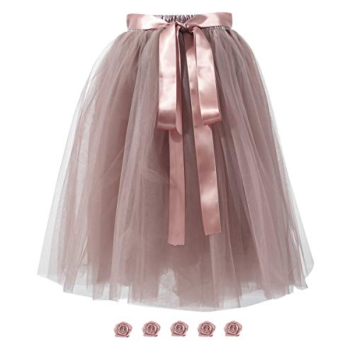 Women’s Solid A Line Princess Tulle Skirt Grils's Tutu Skirt Dance Tutu Flowers for DIY 25.59 inch