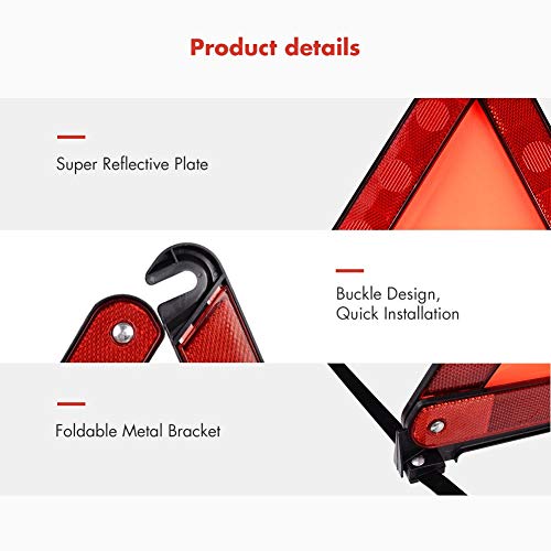 MYSIBKER Triangle Emergency Warning, Triangle Reflector Safety Triangle Car Emergency Roadside Kit 1 Pack