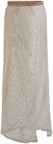 Comfin Women's Sequins Silver Long Skirt Cover Up