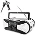 Greadio Emergency Solar Portable Weather Radio with Crank Charge, SOS Alarm, 3W Flashlight, Reading Lamp & 4000mAh Power Bank for Survival, Camping and Outdoors (White)