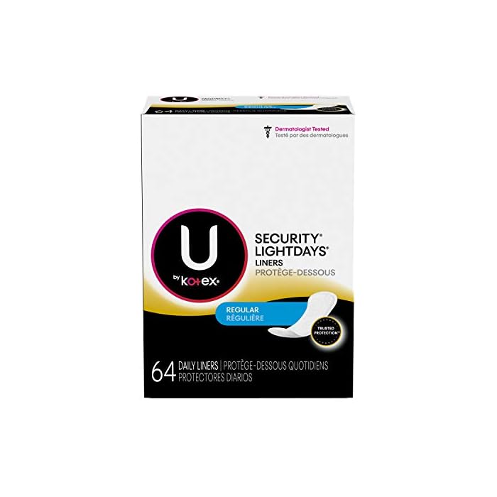 U by Kotex Lightdays Panty Liners, Regular, (thomaswi), Multicolor, Unscented, 64 Count