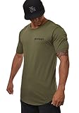 YoungLA Mens Long Ring-Spun Cotton T-Shirts Lightweight Muscle Tee Shirts 401 - Olive Small