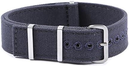 Large Canvas nato watch strap 20mm Navy Blue