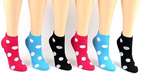 WOMENS LINER SOCKS (6 PACK | 3 COLORS | 2 BLACK | 2 BLUE | 2 PINK, SHOE SIZE 4-10)
