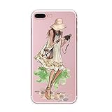 iPhone 7 Plus Case, Axiba Girl Printed Transparent TPU Carring Case Cover for iPhone 7 Plus 5.5 Inch (Style D)