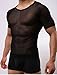 WINDAY Men's Sexy Underwear T-Shirt Long Sleeve Mesh Top Undershirt Nightwear Black