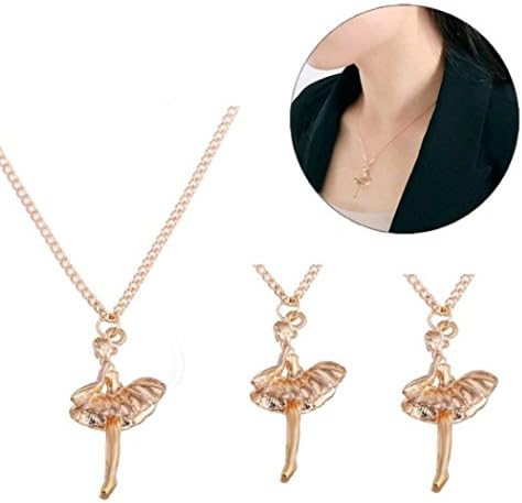 Deluxe Ballet Girls Shaped Necklace Golden Pendant Women Clavicle Chain Short Neckwear Birthday Party Gift