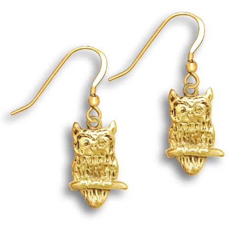 14k Gold Owl Earrings by The Magic Zoo