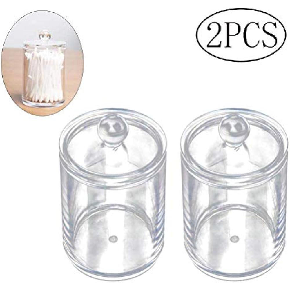 Canisters OUNONA 2pcs Transparent Cotton Ball Swab Dispenser Acrylic