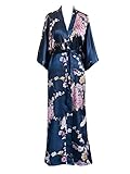 Old Shanghai Women's Kimono Long Robe - Chrysanthemum & Crane