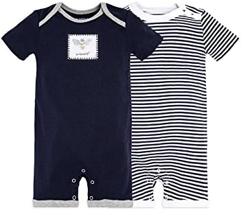 Burt's Bees BabyBaby Boys Short Sleeve Rompers, 100% Organic Cotton One-piece Coverall and Layette Set