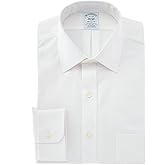 Brooks Brothers Mens Non-Iron Stretch Pinpoint Solid Ainsley Spread Collar Dress Shirt